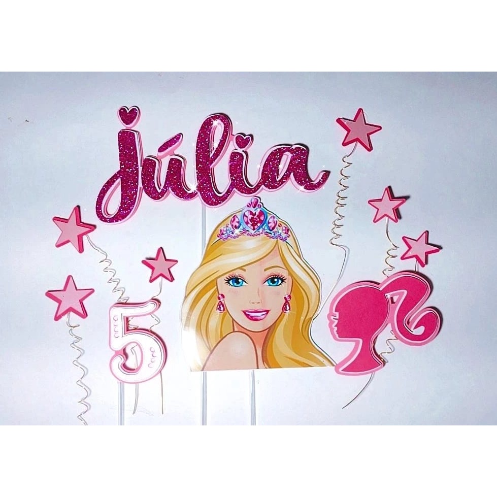 Topper De Bolo Personalizado Barbie