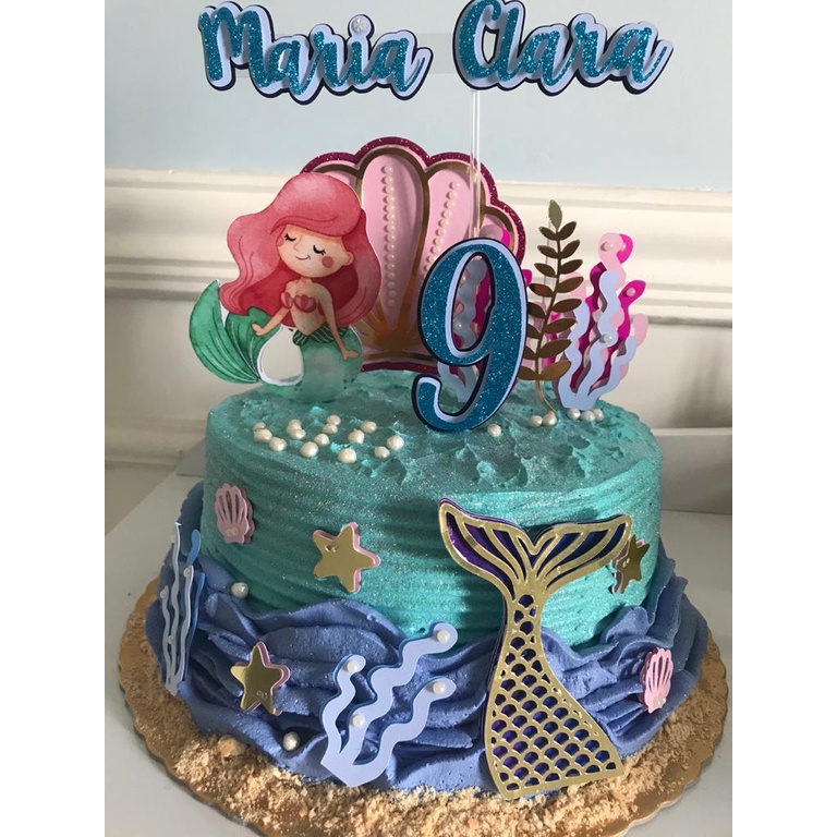 Topo De Bolo Personalizado Princesa Ariel Sereia - 3d/camadinhas - Eu Amo  Lembrancinhas