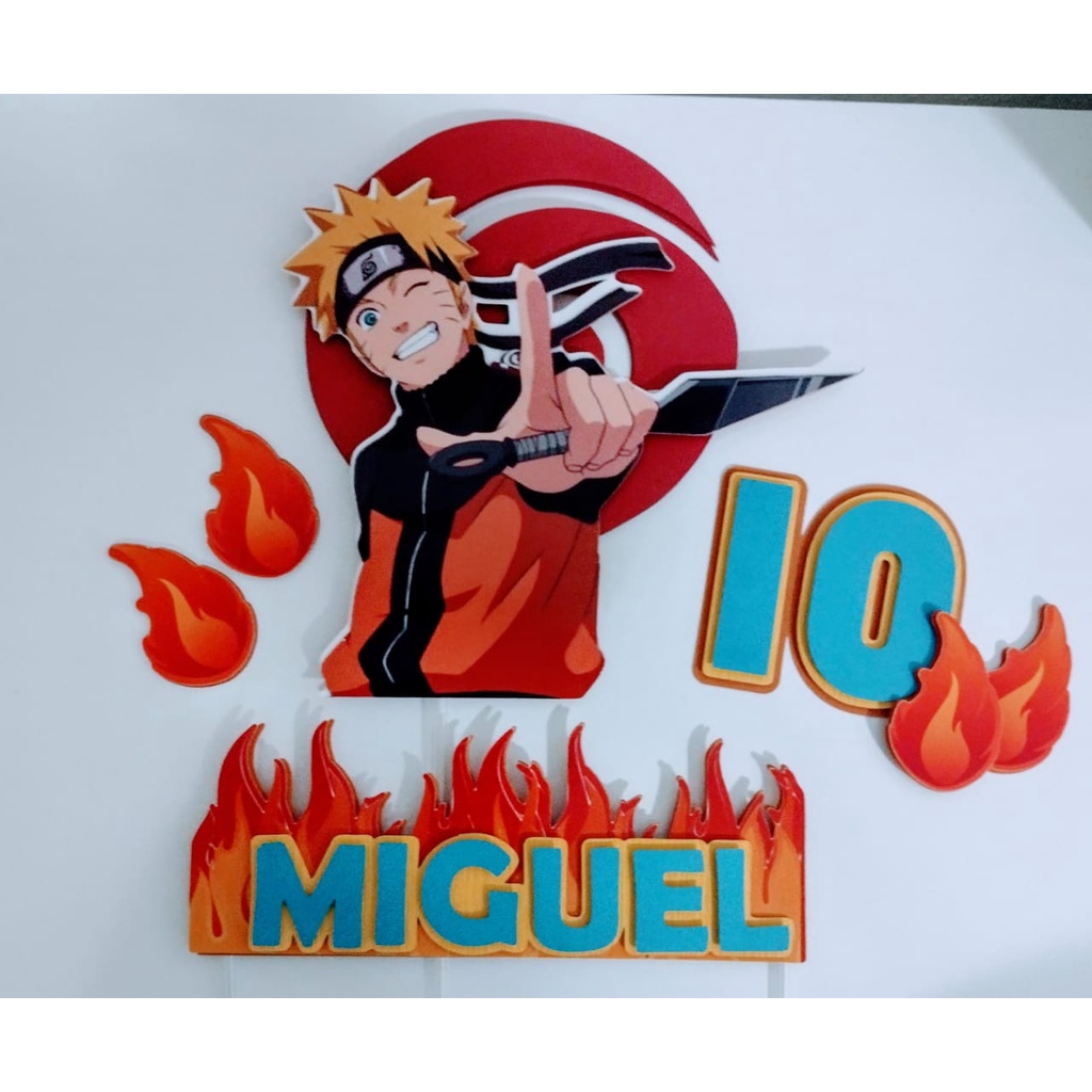 Topper, Mesversario, Topo De Bolo Personalizado Em 3d Naruto